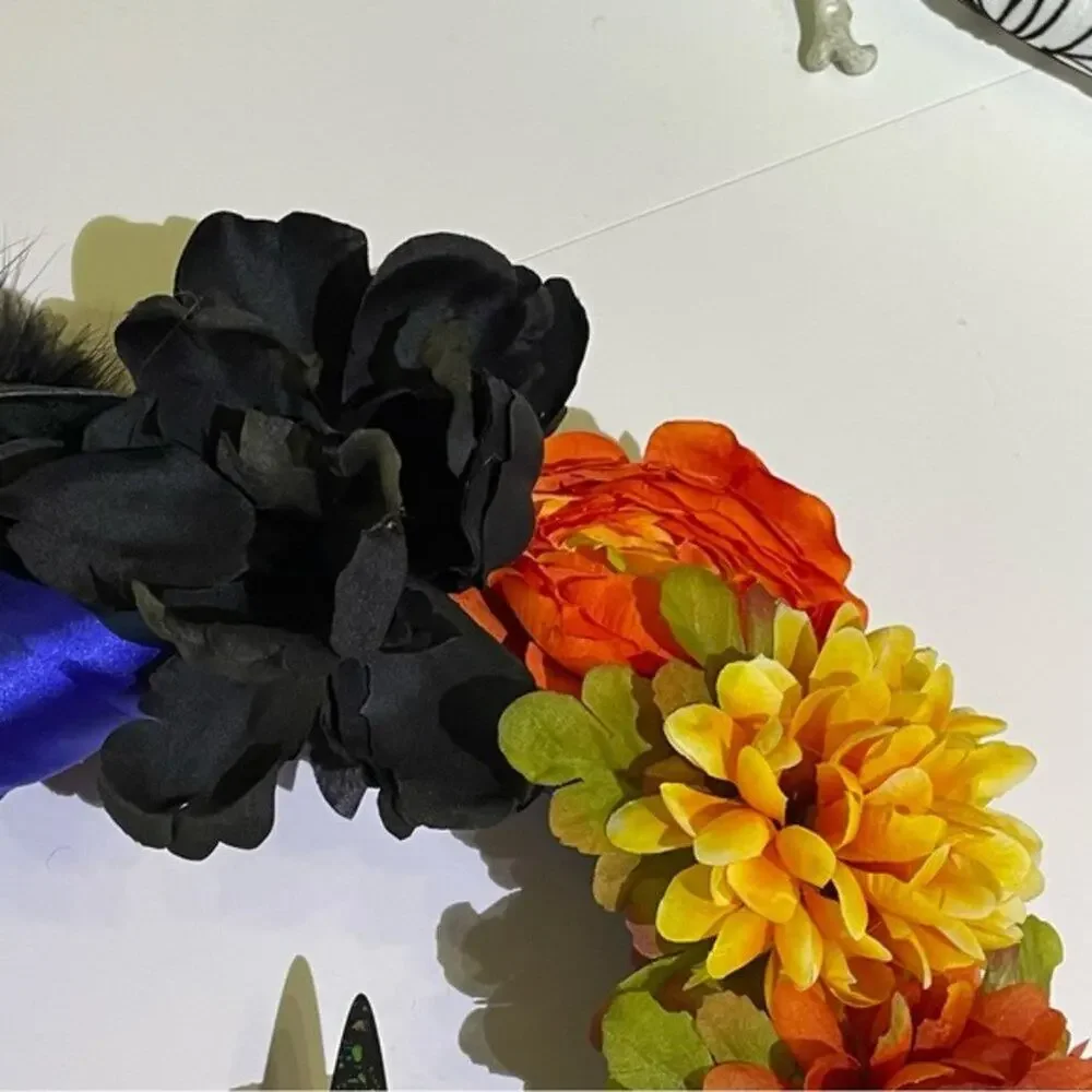 Handcrafted Royal Blue Halloween Witch Wreath